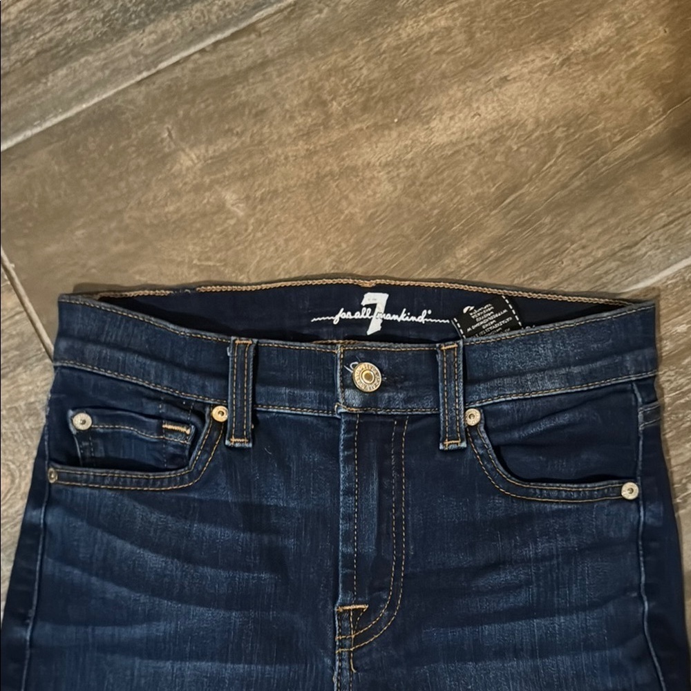 7 for all mankind Blue Skinny Jeans with Tapered Leg and Faded Look - Picture 2 of 7
